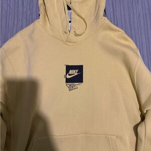 Nike Men's Beige Hoodie with Logo